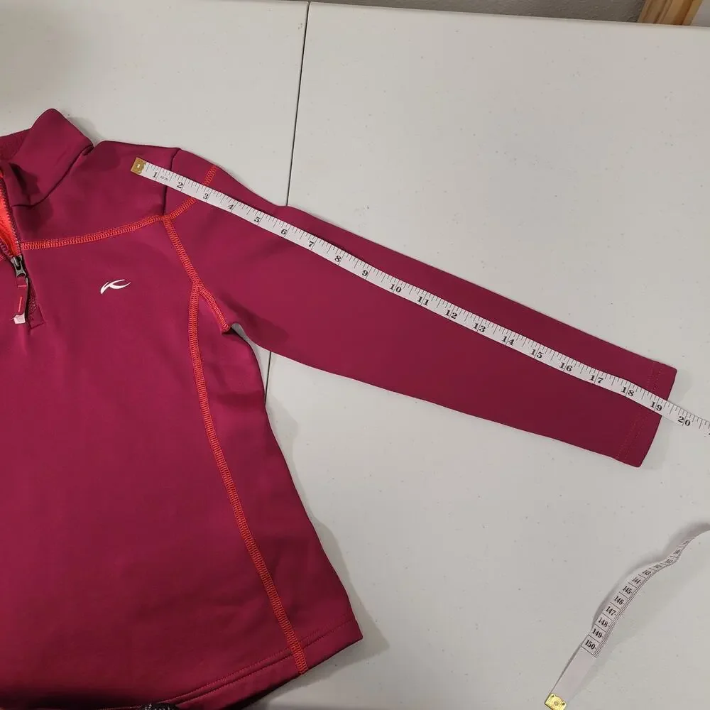 KJUS Kids Fleece Jacket Size 128 (Size 8) Pink Quarter Zip Ski Mid Layer Outdoor